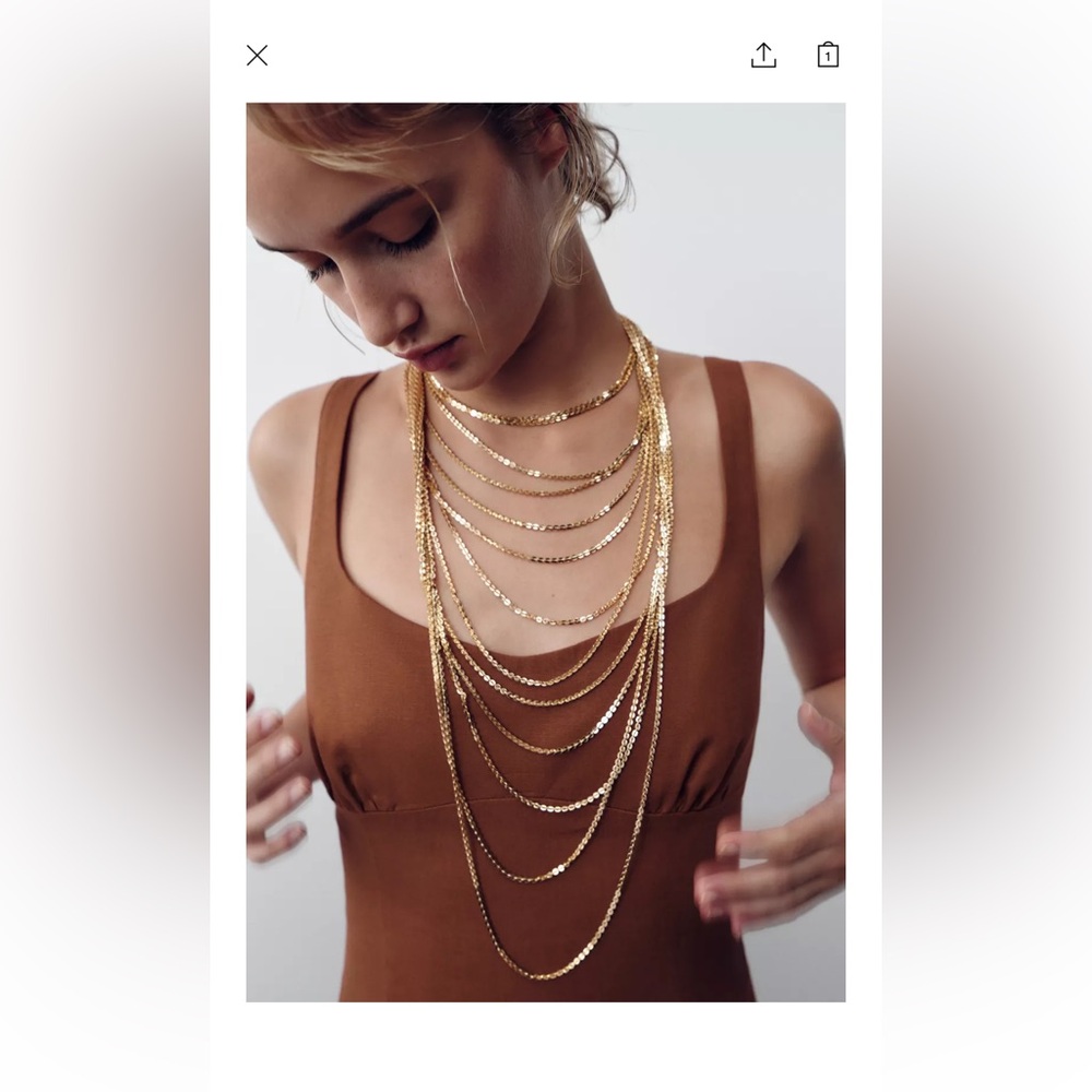 ZARA Elegant Gold multi chain Layered Necklace